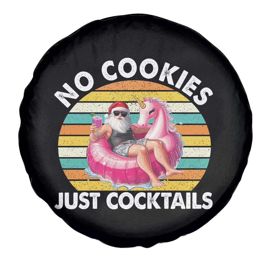 Santa Christmas In July Spare Tire Cover No Cookies Just Cocktails Flamingo Summer Beach Hawaii TS10 Print Your Wear