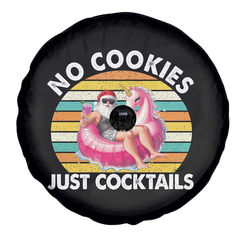 Santa Christmas In July Spare Tire Cover No Cookies Just Cocktails Flamingo Summer Beach Hawaii TS10 Print Your Wear