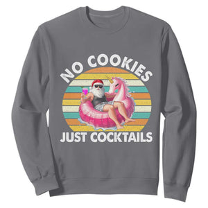 Santa Christmas In July Sweatshirt No Cookies Just Cocktails Flamingo Summer Beach Hawaii TS10 Charcoal Print Your Wear