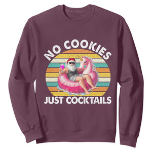 Santa Christmas In July Sweatshirt No Cookies Just Cocktails Flamingo Summer Beach Hawaii TS10 Maroon Print Your Wear