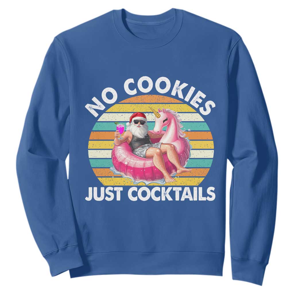 Santa Christmas In July Sweatshirt No Cookies Just Cocktails Flamingo Summer Beach Hawaii TS10 Royal Blue Print Your Wear