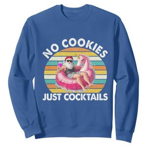 Santa Christmas In July Sweatshirt No Cookies Just Cocktails Flamingo Summer Beach Hawaii TS10 Royal Blue Print Your Wear