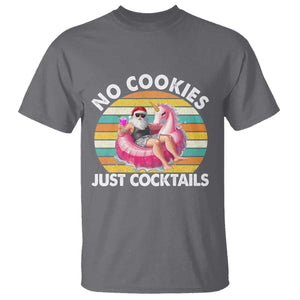 Santa Christmas In July T Shirt No Cookies Just Cocktails Flamingo Summer Beach Hawaii TS10 Charcoal Print Your Wear