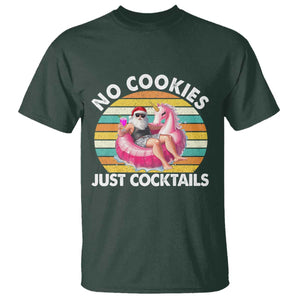 Santa Christmas In July T Shirt No Cookies Just Cocktails Flamingo Summer Beach Hawaii TS10 Dark Forest Green Print Your Wear