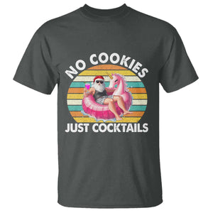 Santa Christmas In July T Shirt No Cookies Just Cocktails Flamingo Summer Beach Hawaii TS10 Dark Heather Print Your Wear