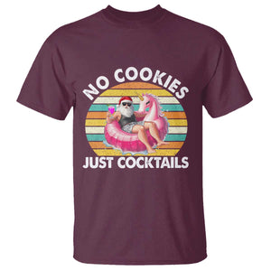 Santa Christmas In July T Shirt No Cookies Just Cocktails Flamingo Summer Beach Hawaii TS10 Maroon Print Your Wear