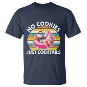Santa Christmas In July T Shirt No Cookies Just Cocktails Flamingo Summer Beach Hawaii TS10 Navy Print Your Wear