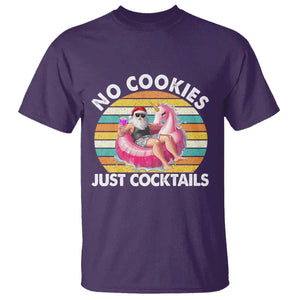Santa Christmas In July T Shirt No Cookies Just Cocktails Flamingo Summer Beach Hawaii TS10 Purple Print Your Wear