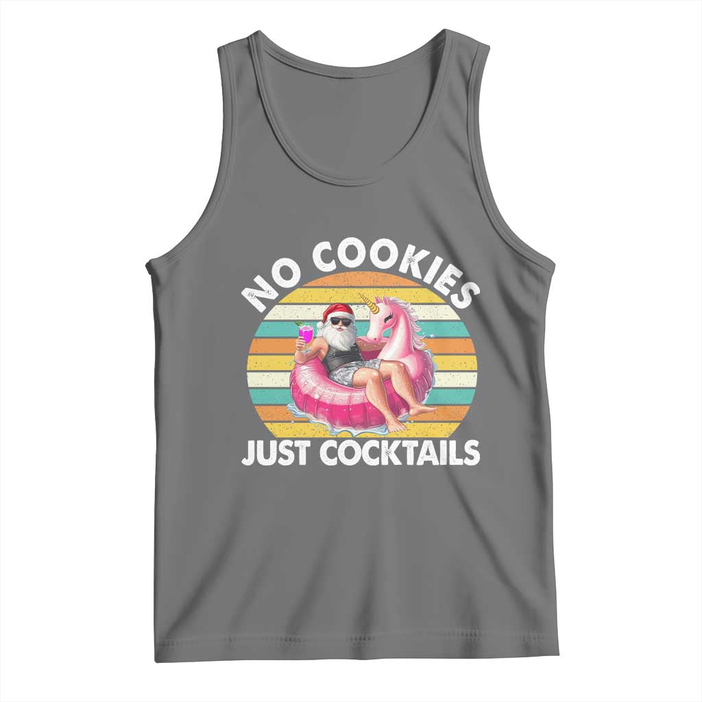 Santa Christmas In July Tank Top No Cookies Just Cocktails Flamingo Summer Beach Hawaii TS10 Black Heather Print Your Wear