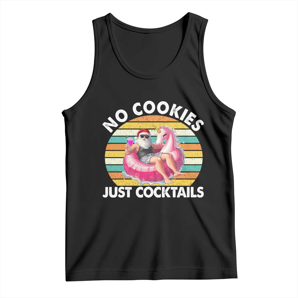 Santa Christmas In July Tank Top No Cookies Just Cocktails Flamingo Summer Beach Hawaii TS10 Black Print Your Wear