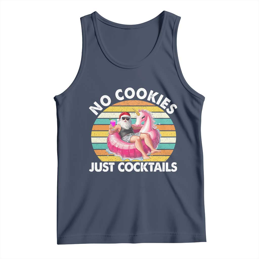 Santa Christmas In July Tank Top No Cookies Just Cocktails Flamingo Summer Beach Hawaii TS10 Navy Print Your Wear