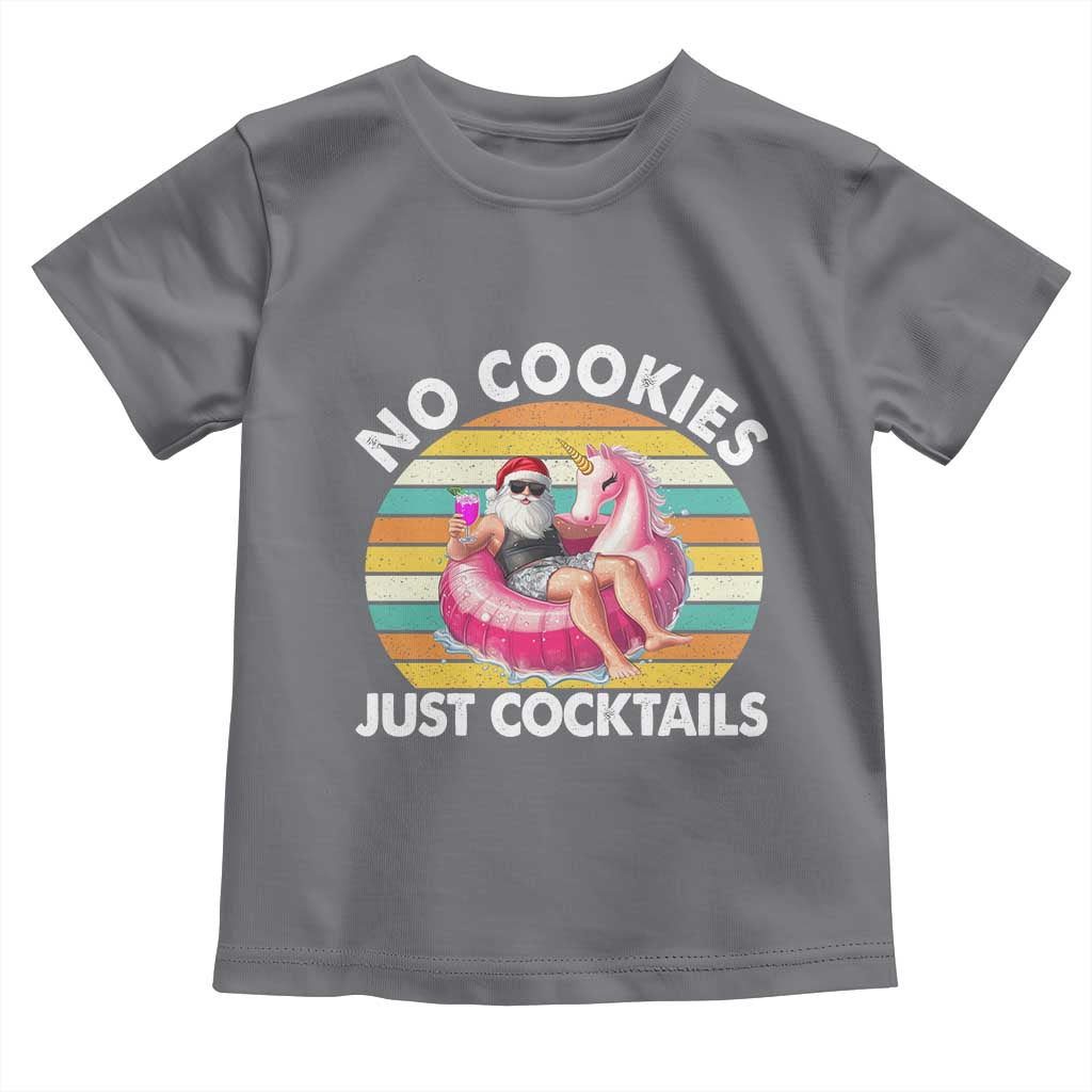 Santa Christmas In July Toddler T Shirt No Cookies Just Cocktails Flamingo Summer Beach Hawaii TS10 Charcoal Print Your Wear