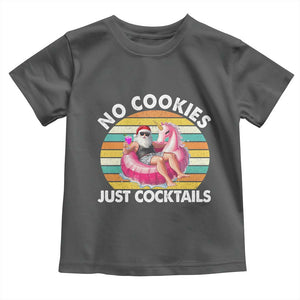 Santa Christmas In July Toddler T Shirt No Cookies Just Cocktails Flamingo Summer Beach Hawaii TS10 Dark Heather Print Your Wear