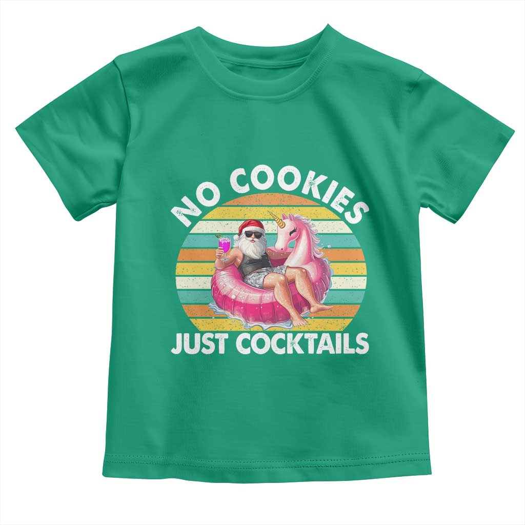 Santa Christmas In July Toddler T Shirt No Cookies Just Cocktails Flamingo Summer Beach Hawaii TS10 Irish Green Print Your Wear