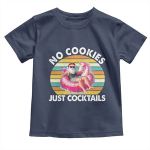 Santa Christmas In July Toddler T Shirt No Cookies Just Cocktails Flamingo Summer Beach Hawaii TS10 Navy Print Your Wear