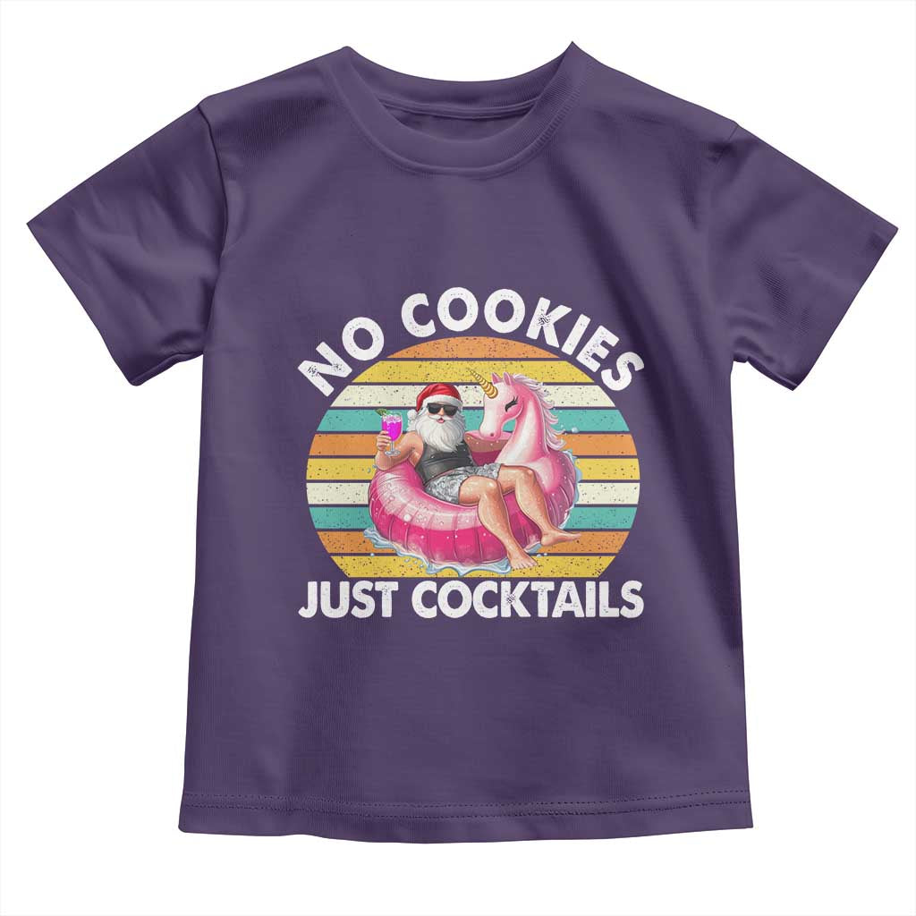 Santa Christmas In July Toddler T Shirt No Cookies Just Cocktails Flamingo Summer Beach Hawaii TS10 Purple Print Your Wear