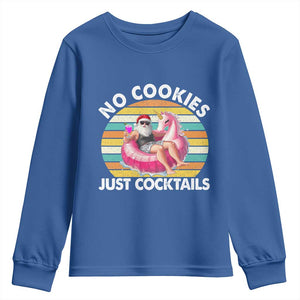 Santa Christmas In July Youth Sweatshirt No Cookies Just Cocktails Flamingo Summer Beach Hawaii TS10 Royal Blue Print Your Wear