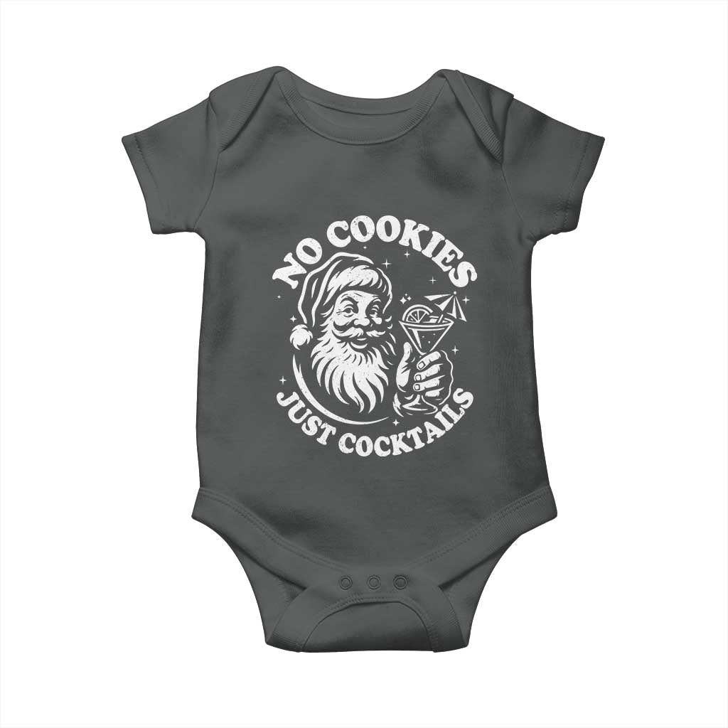 Funny Santa Christmas In July Baby Onesie No Cookies Just Cocktails Summer Xmas TS10 Dark Heather Print Your Wear