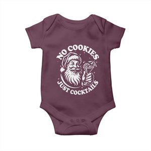 Funny Santa Christmas In July Baby Onesie No Cookies Just Cocktails Summer Xmas TS10 Maroon Print Your Wear