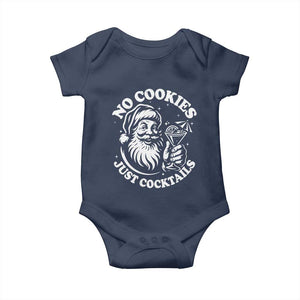 Funny Santa Christmas In July Baby Onesie No Cookies Just Cocktails Summer Xmas TS10 Navy Print Your Wear