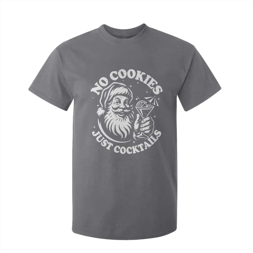 Funny Santa Christmas In July T Shirt For Kid No Cookies Just Cocktails Summer Xmas TS10 Charcoal Print Your Wear