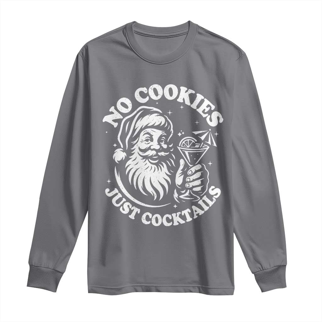 Funny Santa Christmas In July Long Sleeve Shirt No Cookies Just Cocktails Summer Xmas TS10 Charcoal Print Your Wear