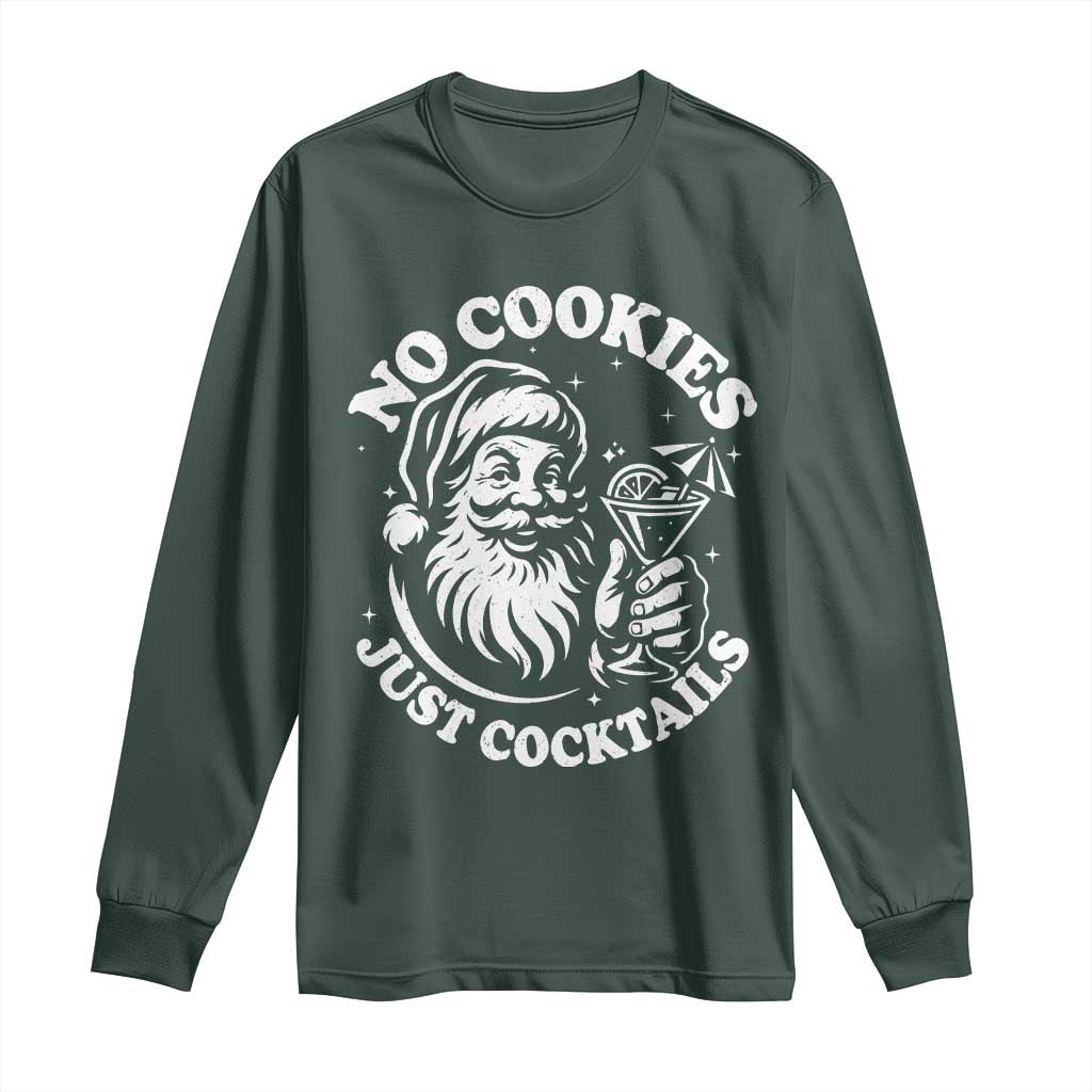Funny Santa Christmas In July Long Sleeve Shirt No Cookies Just Cocktails Summer Xmas TS10 Dark Forest Green Print Your Wear