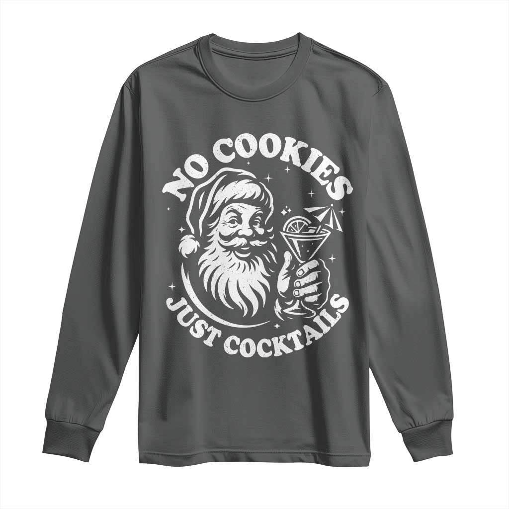 Funny Santa Christmas In July Long Sleeve Shirt No Cookies Just Cocktails Summer Xmas TS10 Dark Heather Print Your Wear