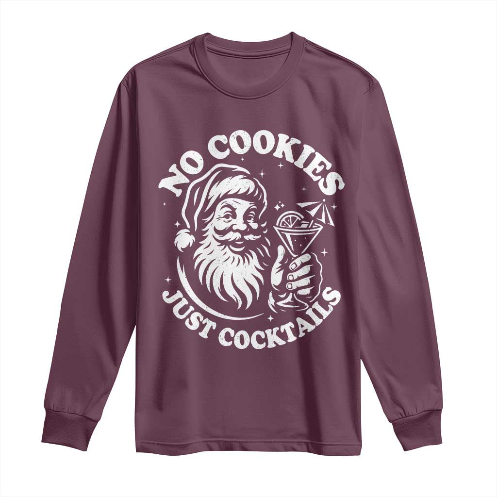 Funny Santa Christmas In July Long Sleeve Shirt No Cookies Just Cocktails Summer Xmas TS10 Maroon Print Your Wear