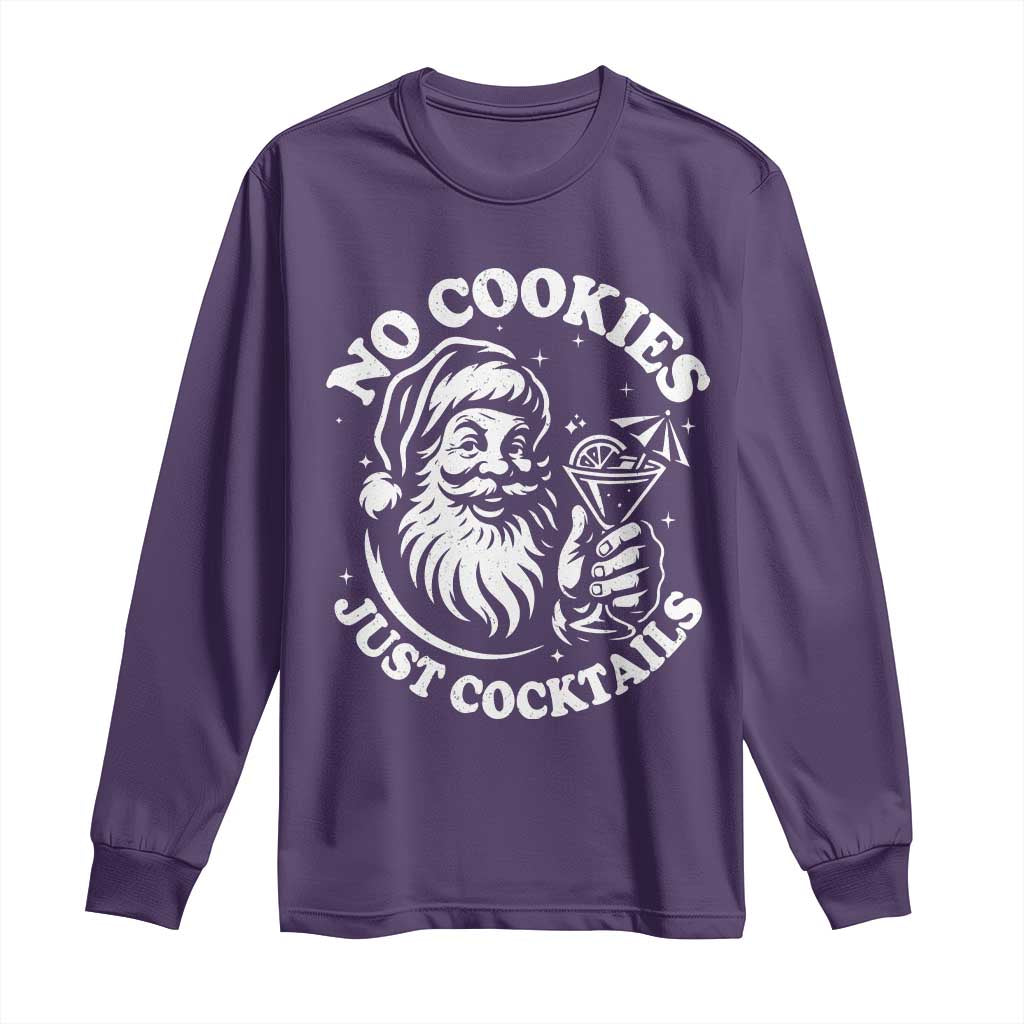 Funny Santa Christmas In July Long Sleeve Shirt No Cookies Just Cocktails Summer Xmas TS10 Purple Print Your Wear