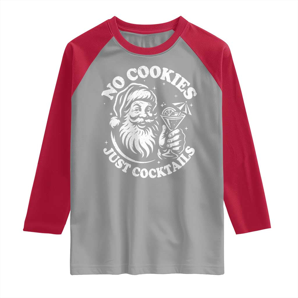 Funny Santa Christmas In July Raglan Shirt No Cookies Just Cocktails Summer Xmas TS10 Sport Gray Red Print Your Wear