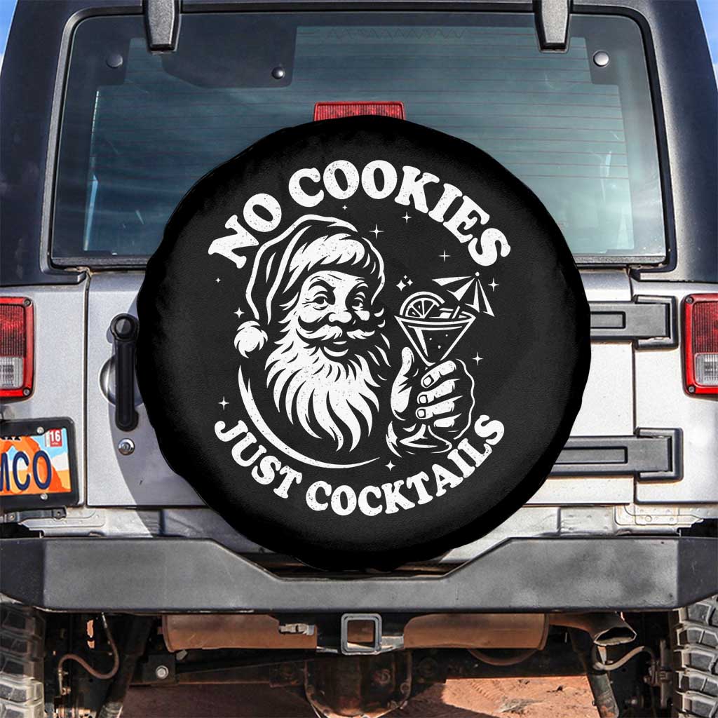 Funny Santa Christmas In July Spare Tire Cover No Cookies Just Cocktails Summer Xmas TS10 No hole Black Print Your Wear