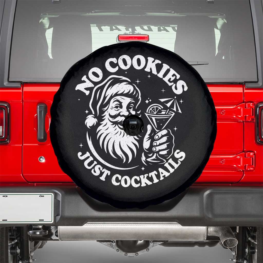 Funny Santa Christmas In July Spare Tire Cover No Cookies Just Cocktails Summer Xmas TS10 Black Print Your Wear