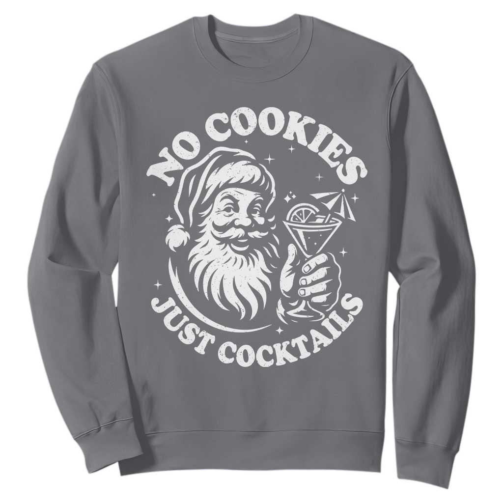 Funny Santa Christmas In July Sweatshirt No Cookies Just Cocktails Summer Xmas TS10 Charcoal Print Your Wear