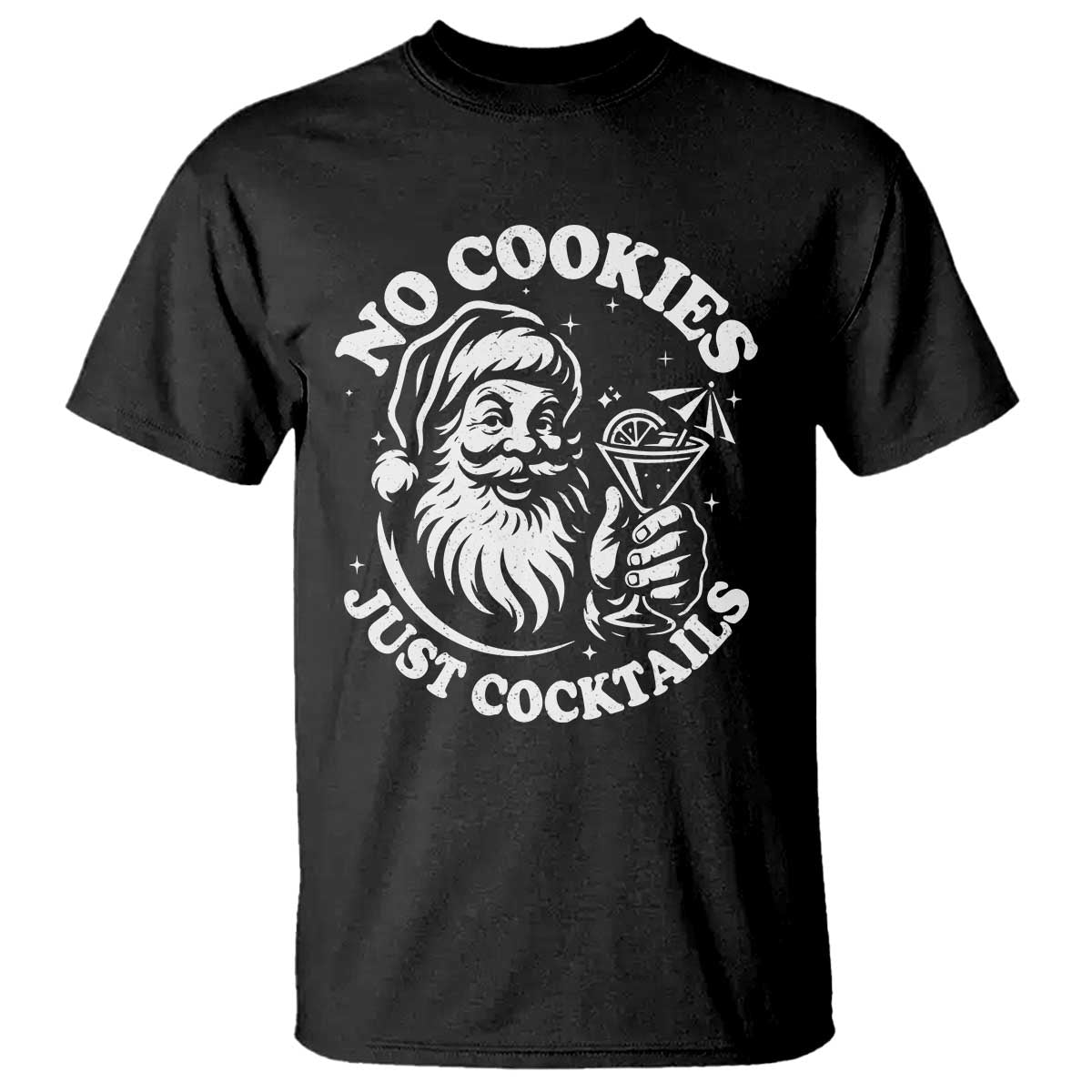 Funny Santa Christmas In July T Shirt No Cookies Just Cocktails Summer Xmas TS10 Black Print Your Wear