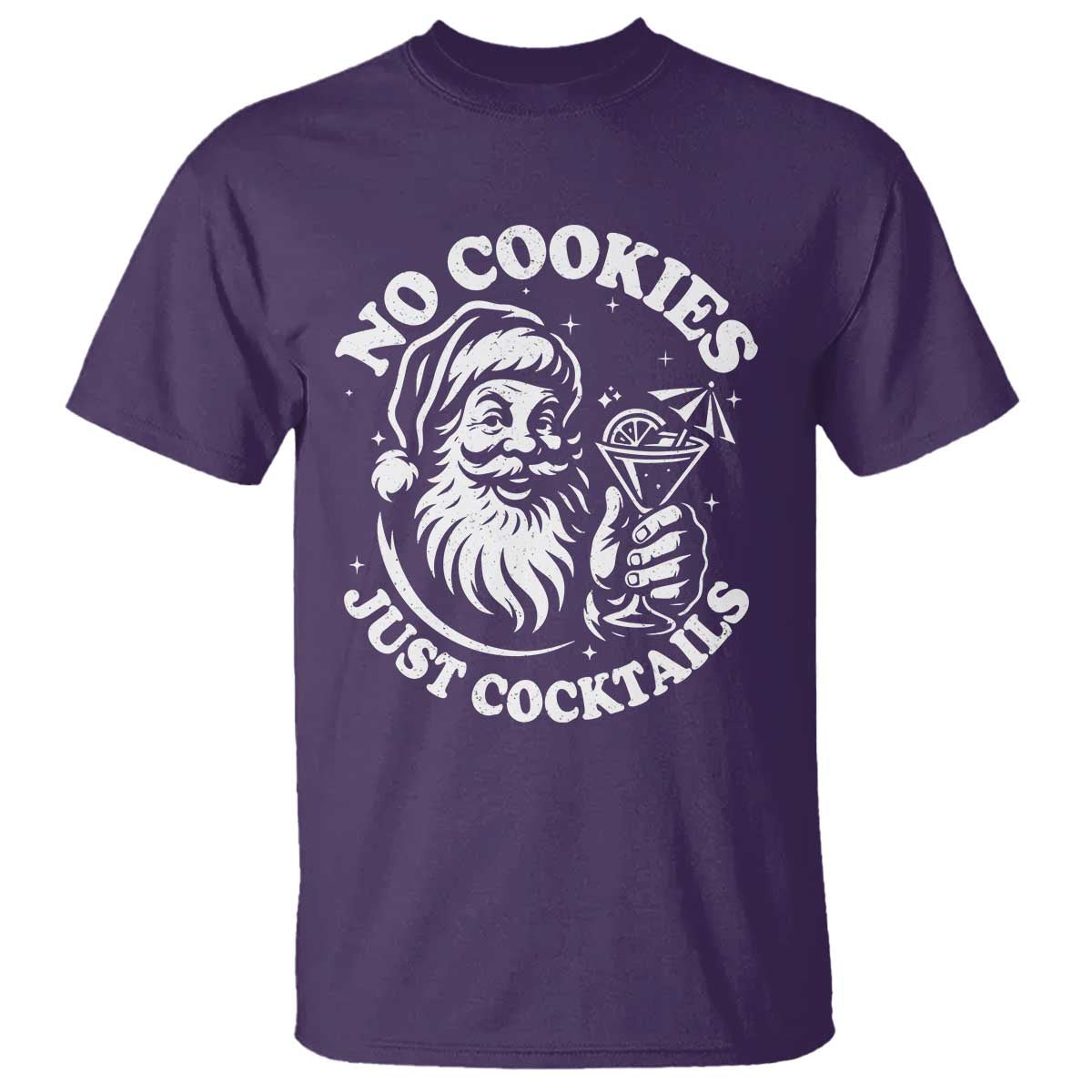 Funny Santa Christmas In July T Shirt No Cookies Just Cocktails Summer Xmas TS10 Purple Print Your Wear