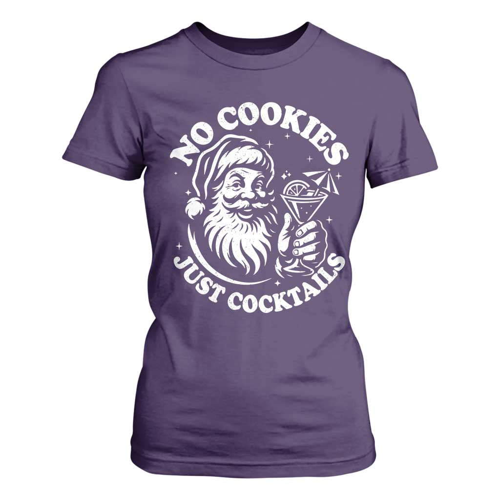 Funny Santa Christmas In July T Shirt For Women No Cookies Just Cocktails Summer Xmas TS10 Purple Print Your Wear