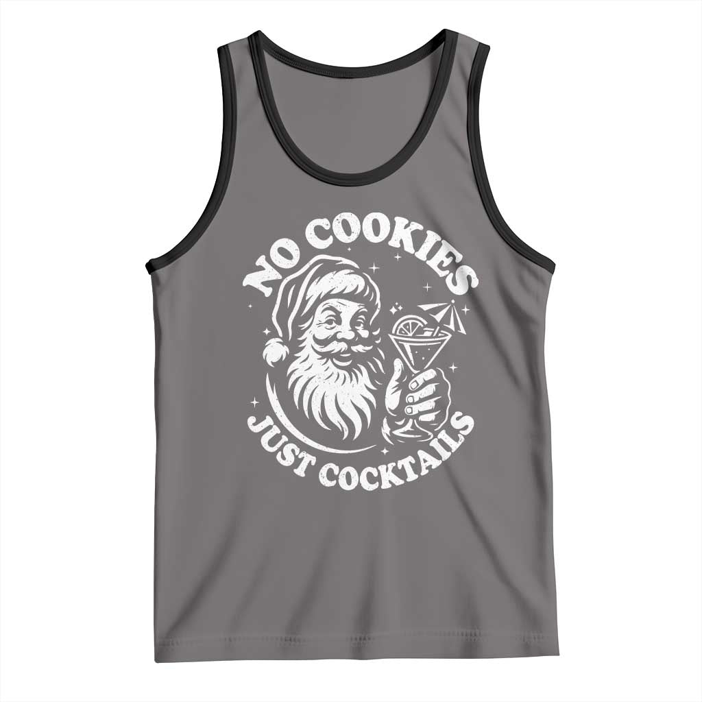 Funny Santa Christmas In July Tank Top No Cookies Just Cocktails Summer Xmas TS10 Deep Heather Black Print Your Wear