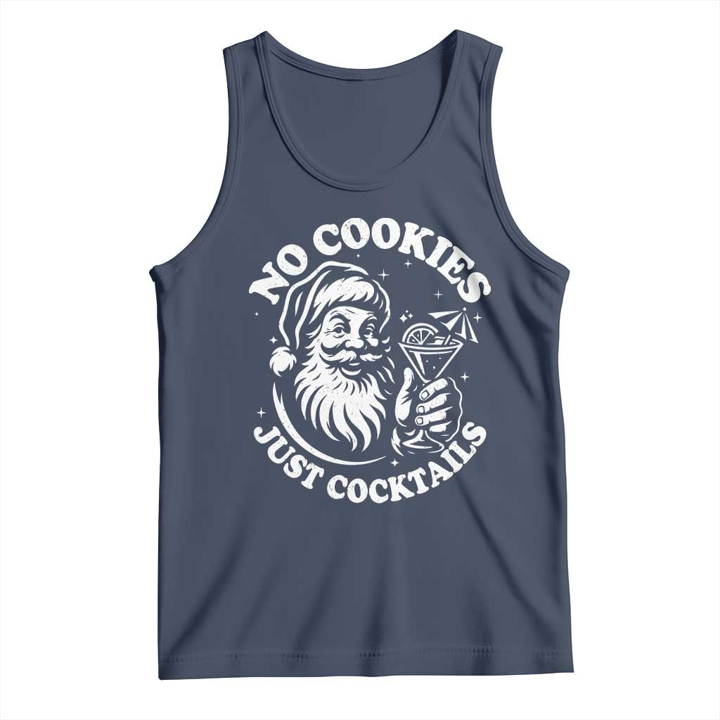 Funny Santa Christmas In July Tank Top No Cookies Just Cocktails Summer Xmas TS10 Navy Print Your Wear