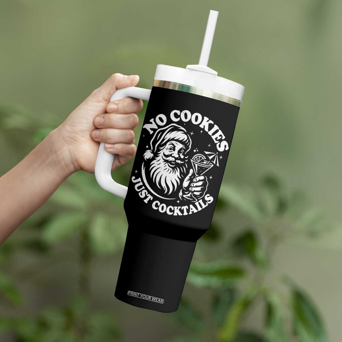 Funny Santa Christmas In July Tumbler With Handle No Cookies Just Cocktails Summer Xmas TS10 Print Your Wear