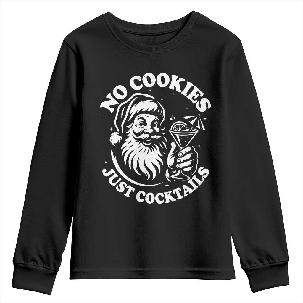 Funny Santa Christmas In July Youth Sweatshirt No Cookies Just Cocktails Summer Xmas TS10 Black Print Your Wear