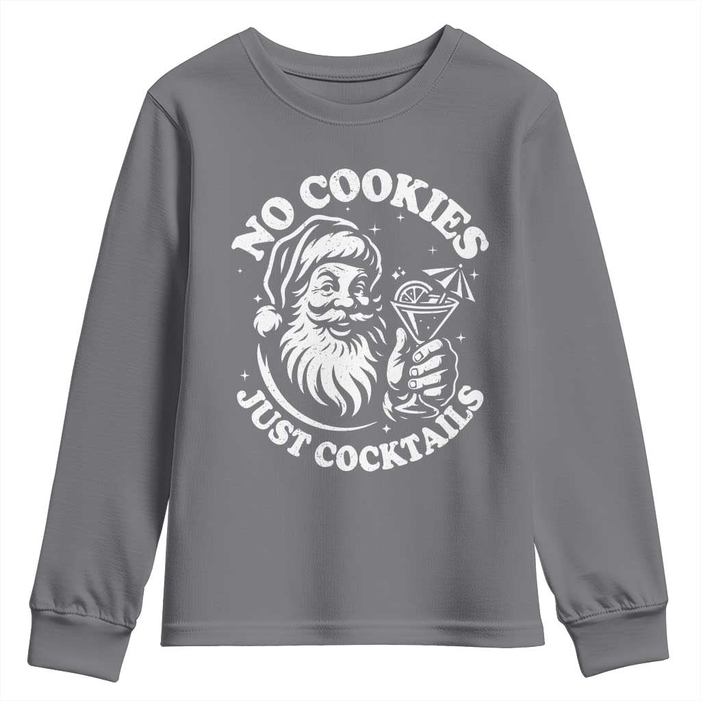 Funny Santa Christmas In July Youth Sweatshirt No Cookies Just Cocktails Summer Xmas TS10 Charcoal Print Your Wear