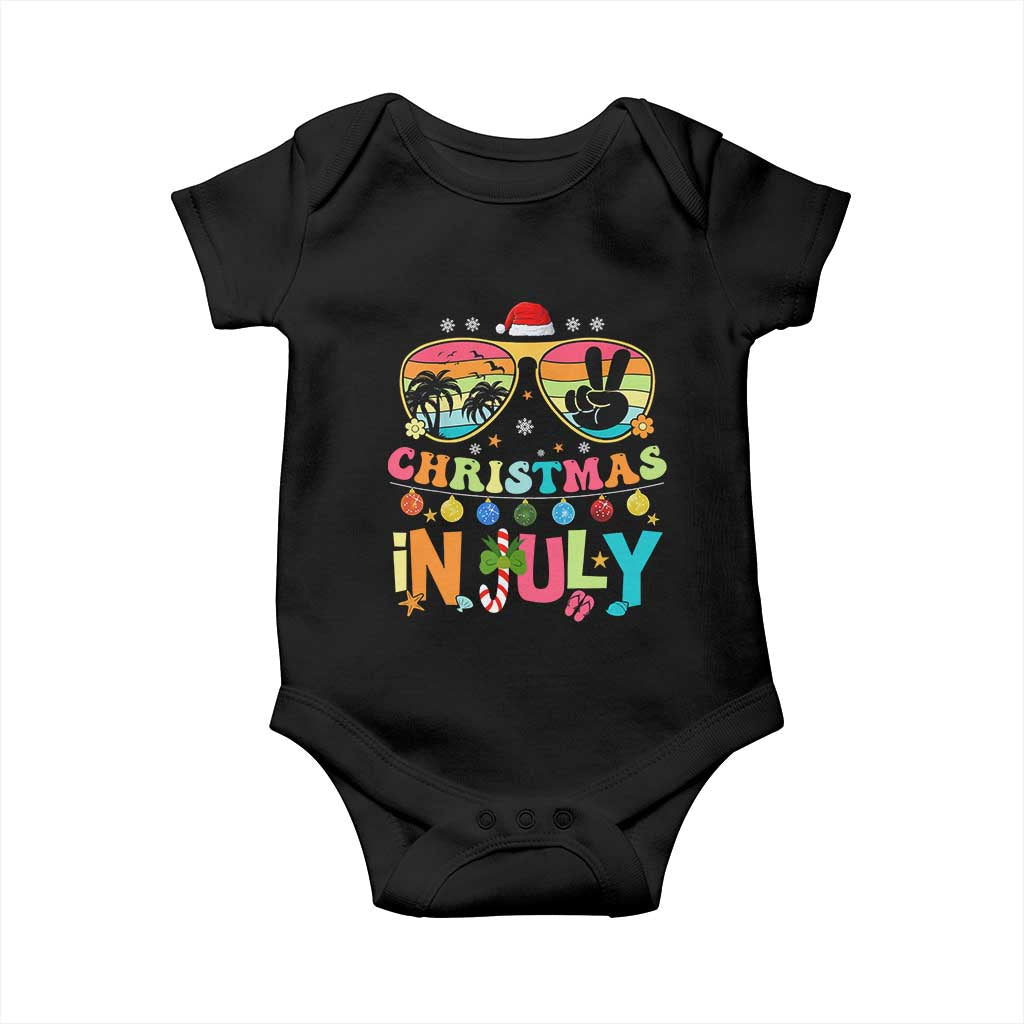 Sunglasses Beach Christmas in July Baby Onesie Santa Summer Xmas TS10 Black Print Your Wear