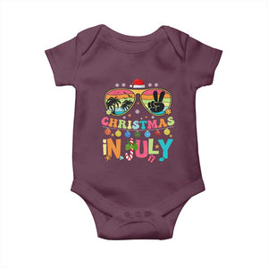 Sunglasses Beach Christmas in July Baby Onesie Santa Summer Xmas TS10 Maroon Print Your Wear