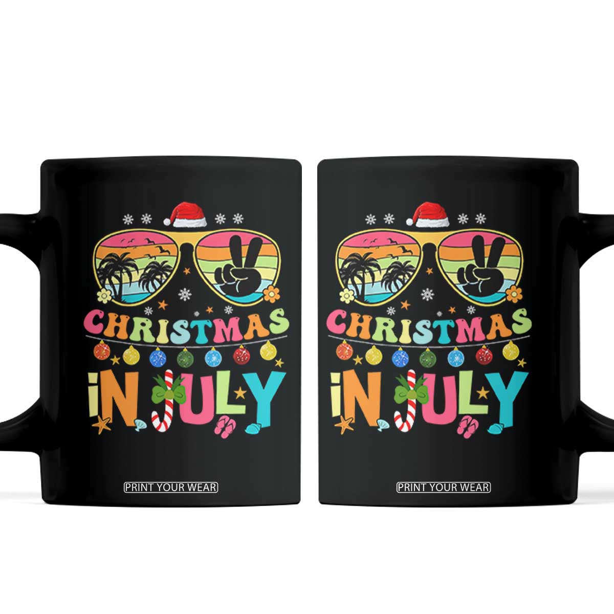 Sunglasses Beach Christmas in July Coffee Mug Santa Summer Xmas TS10 Black Print Your Wear