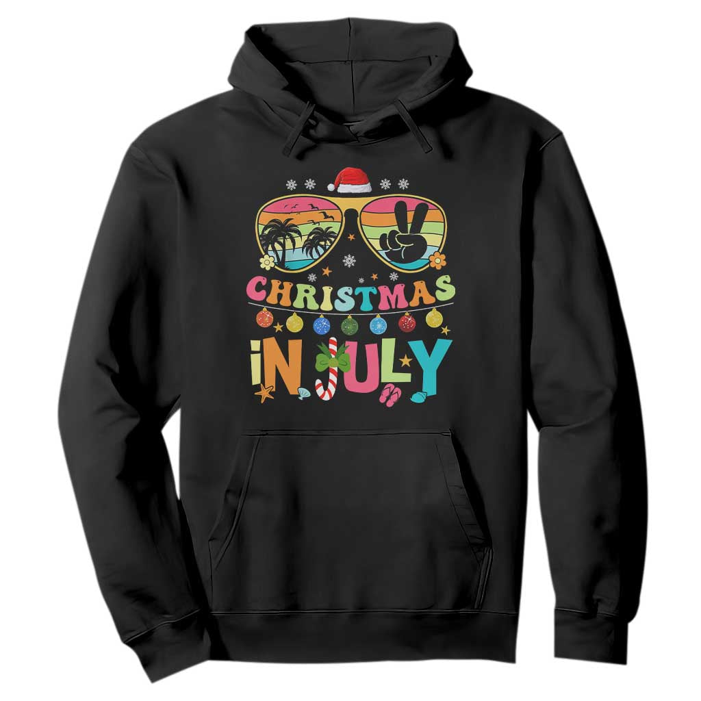 Sunglasses Beach Christmas in July Hoodie Santa Summer Xmas TS10 Black Print Your Wear