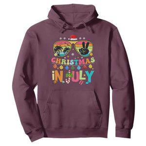 Sunglasses Beach Christmas in July Hoodie Santa Summer Xmas TS10 Maroon Print Your Wear