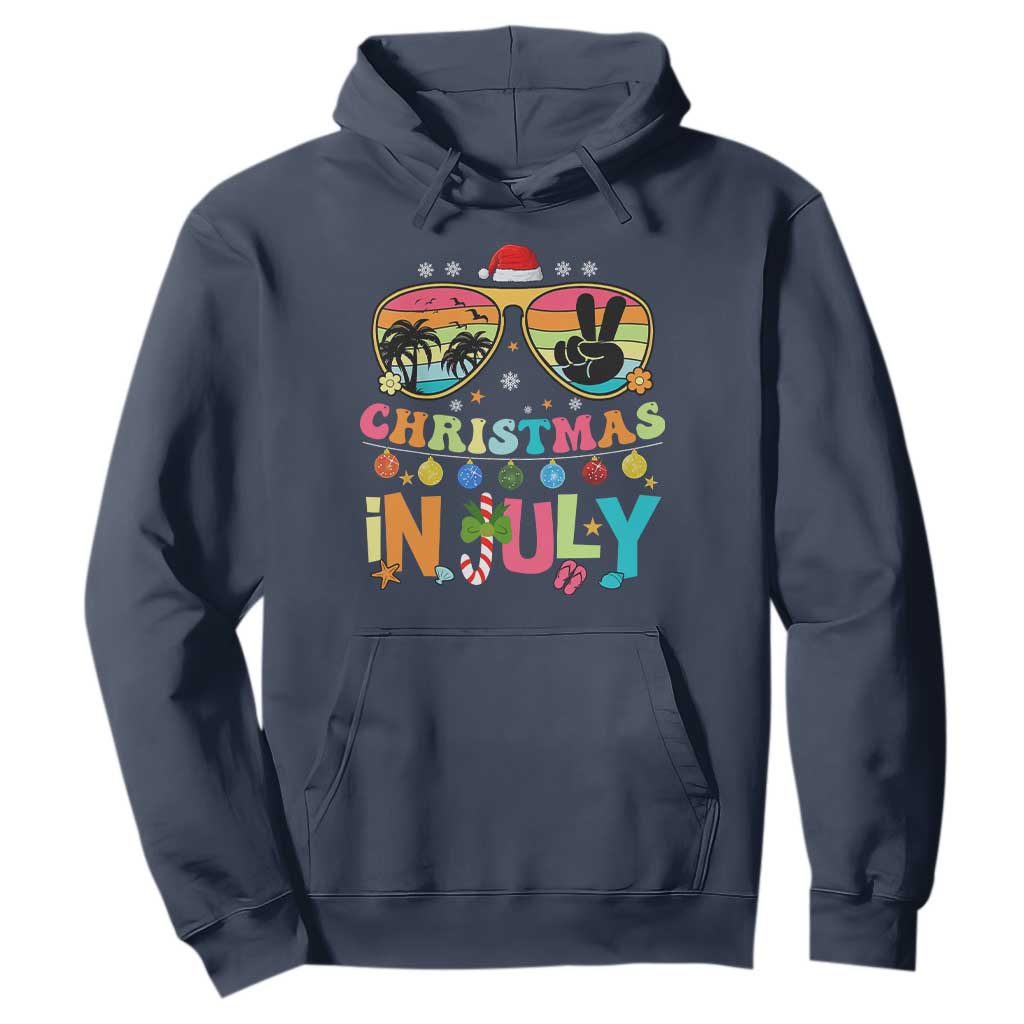 Sunglasses Beach Christmas in July Hoodie Santa Summer Xmas TS10 Navy Print Your Wear