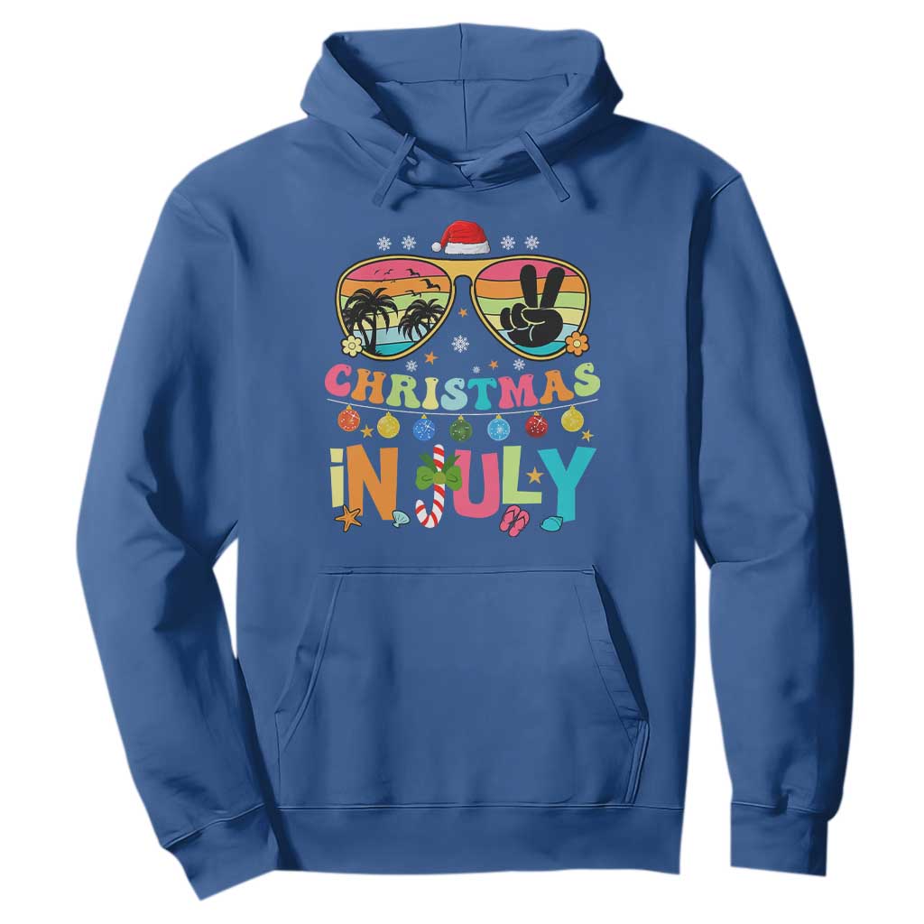 Sunglasses Beach Christmas in July Hoodie Santa Summer Xmas TS10 Royal Blue Print Your Wear