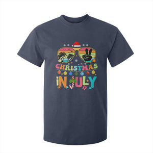 Sunglasses Beach Christmas in July T Shirt For Kid Santa Summer Xmas TS10 Navy Print Your Wear